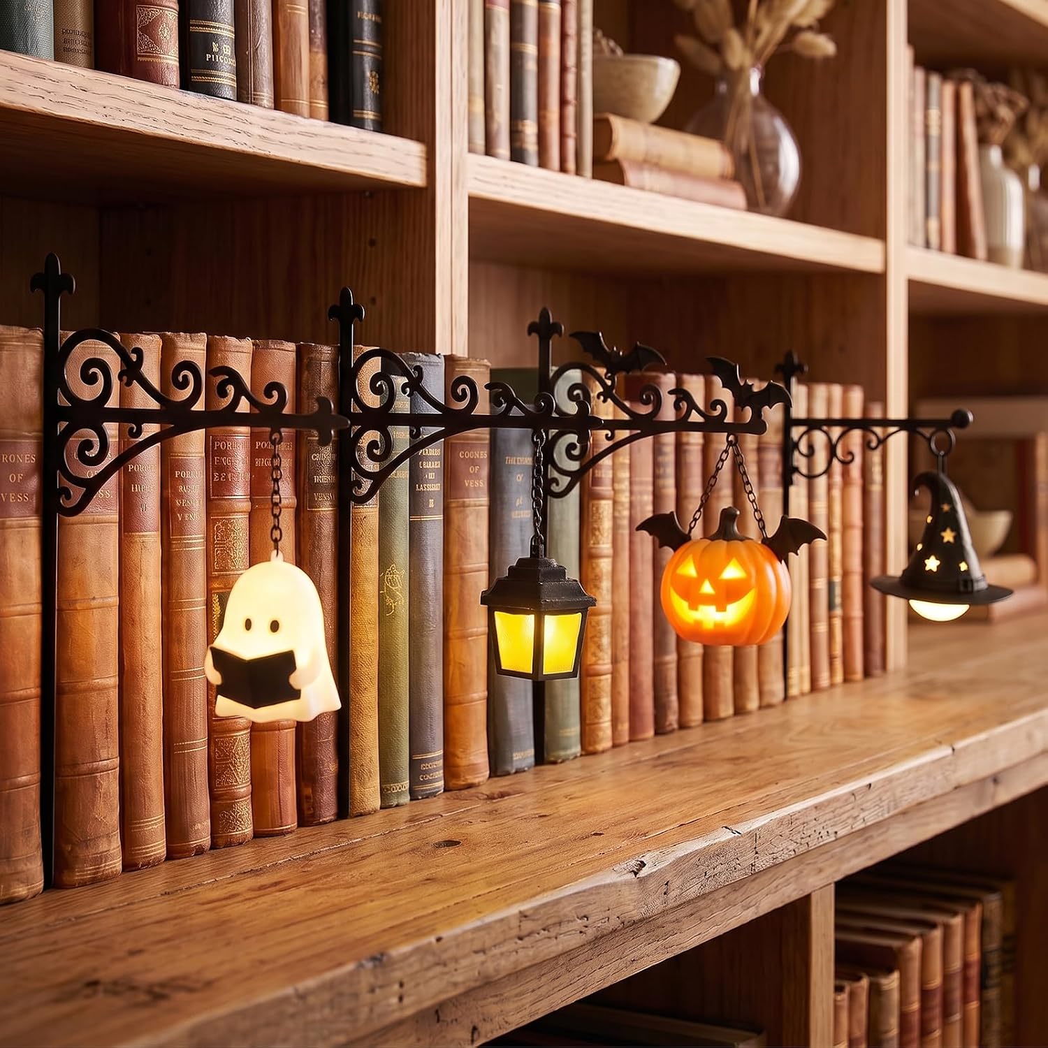 Home Decor Room - โคมไฟตกแต่งห้องสมุด-โคมไฟชั้นวางหนังสือ-มุมอ่านหนังสือ-ไฟกลางคืน LED-โคมไฟตู้หนังสือไม้-ของตกแต่งห้อง
