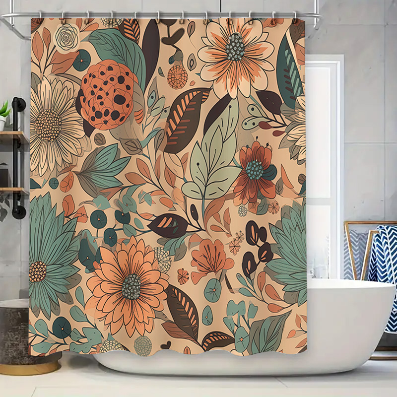 Home Decor Color Palettes - ม่านอาบน้ำลายดอกไม้สไตล์โมเดิร์น ตกแต่งห้องน้ำสไตล์เรียบง่าย โทนสีกลางๆ สำหรับบ้าน