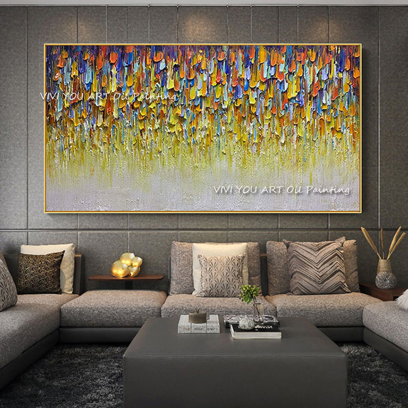 Home Decor Color Palettes - บทคัดย่อ Handmade สีหนาภาพวาดสีน้ํามันบนผ้าใบ Corridor Palette Wall