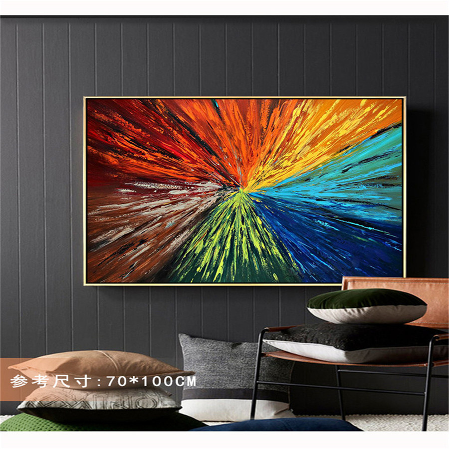 Home Decor Color Palettes - ภาพวาดสีน้ํามันทําด้วยมือบนผ้าใบที่มีสีสันบทคัดย่อสี Wall Art Picture Modern Palette