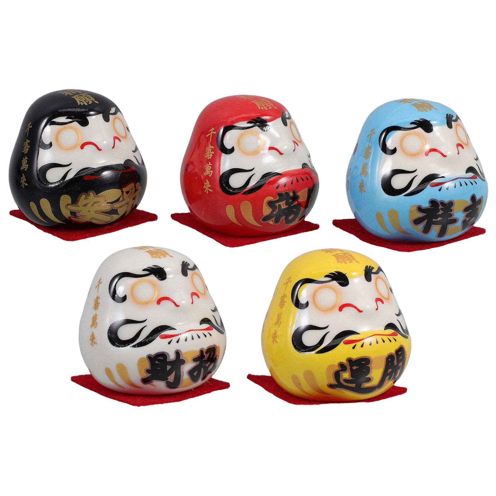 Home Decor Japanese - รูปปั้นเซรามิกพระพุทธรูป 5 ชิ้น สไตล์ญี่ปุ่น สำหรับตกแต่งคอนโซลรถยนต์ โต๊ะทำงาน