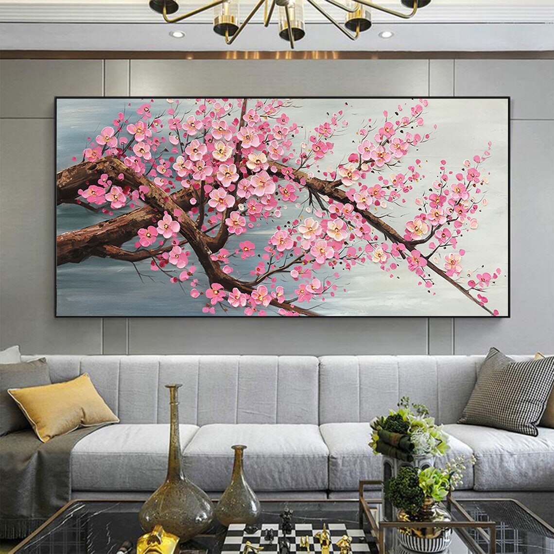 Home Decor Vietnam - Modern Cherry Blossom ผ้าใบ Art Textured