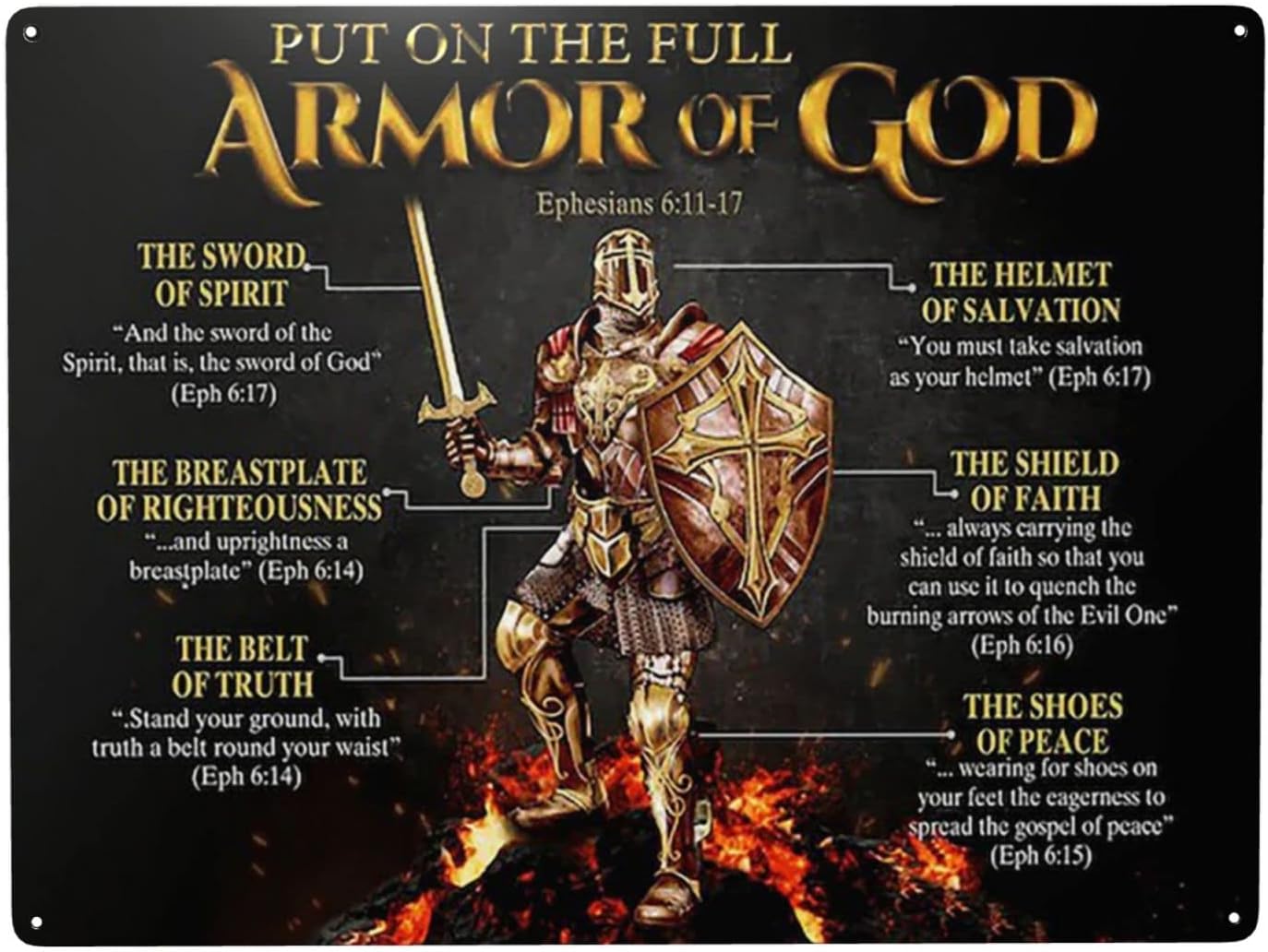 Home Decor Logo - 1p,WZVZGZ ARMOR OF GOD โลโก้สีทองบนแผ่นโลหะ ตกแต่งผนัง