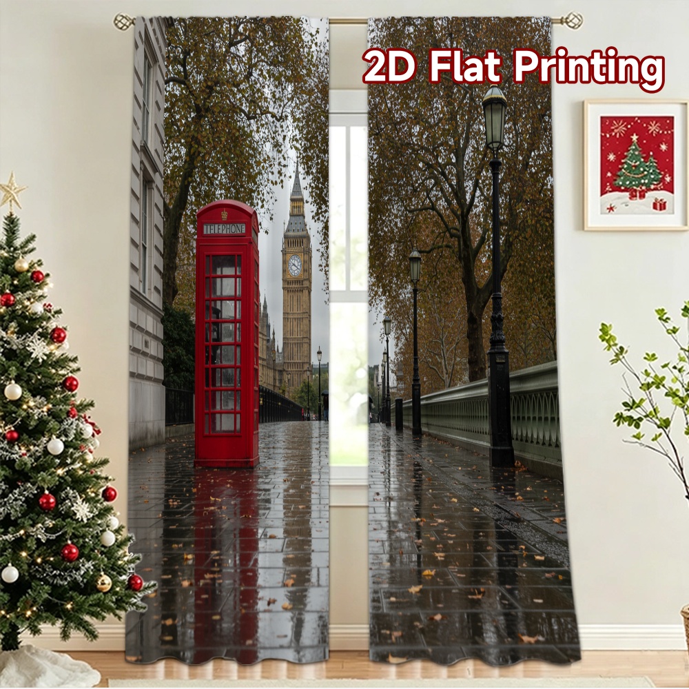 Home Decor London - ม่านสั้น 2 ชิ้น ลายภาพ 2 มิติ