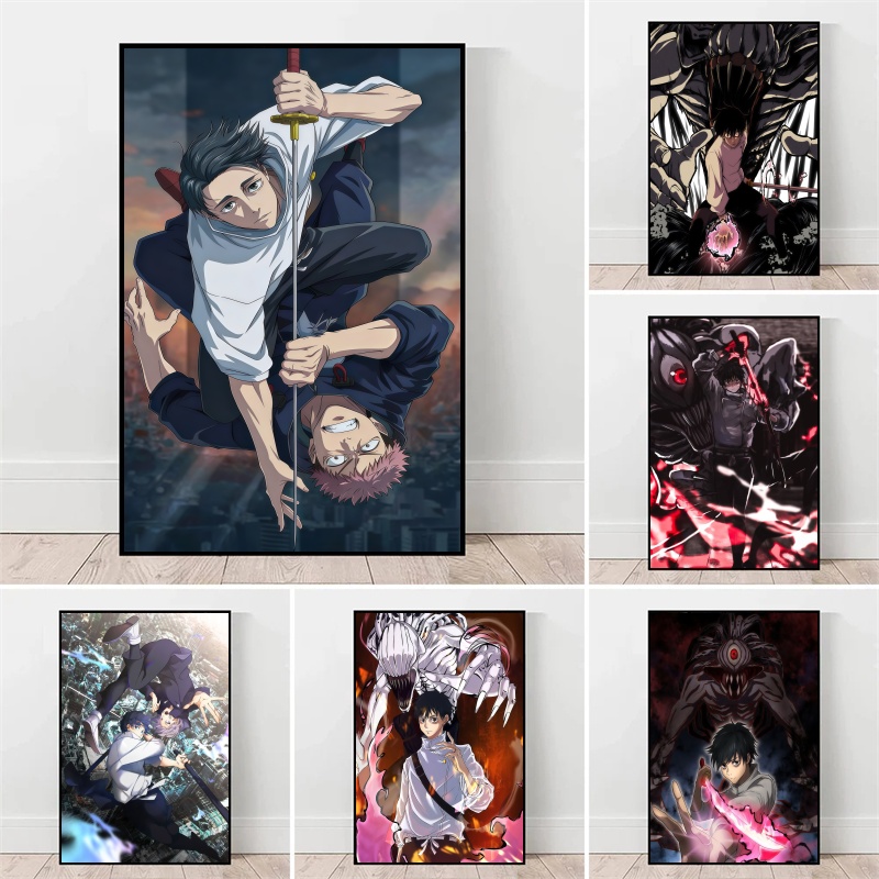 Home Decor Canvas - จูจุสึไคเซ็น ยูตะ โอคค็อตสึ&เมกุมิ ฟุชิกุโระผ้าใบศิลปะบนกำแพงอะนิเมะโปสเตอร์พิมพ์สำหรับห้องนอนตกแต่งบ้าน