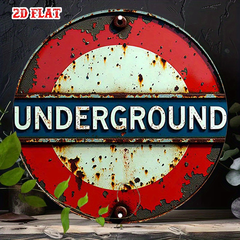 Home Decor London - ป้ายไม้ทรงกลมลายรถไฟใต้ดินลอนดอนแบบเรโทร 2 มิติ 1 ชิ้น เหมาะสำหรับตกแต่งบ้าน
