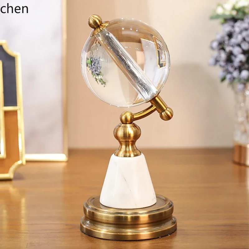 Home Decor Resin - D3L19- นาฬิกาตั้งโต๊ะหินอ่อน ของตกแต่งห้องตัวอย่าง ลูกโลกคริสตัล ตกแต่งห้องนั่งเล่น ห้องทำงาน