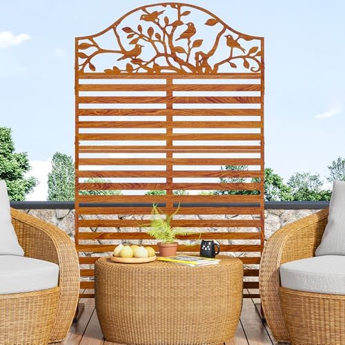 H&M Home Decor - รั้วตกแต่งกลางแจ้งแบบตั้งอิสระสำหรับกั้นส่วนตัว ทำจากโลหะ สีน้ำตาล | แผงกั้นเพื่อความเป็นส่วนตัว ขนาด