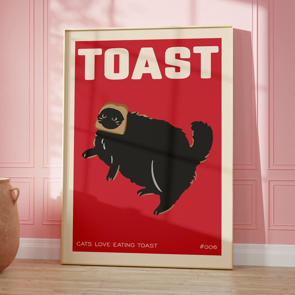 Black Cat Breakfast Toast Love - Home Decor Vietnam บทวิจารณ์และราคา