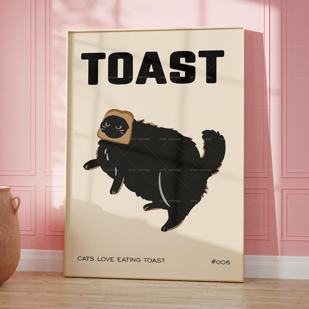 Black Cat Breakfast Toast Love - Home Decor Vietnam บทวิจารณ์และราคา