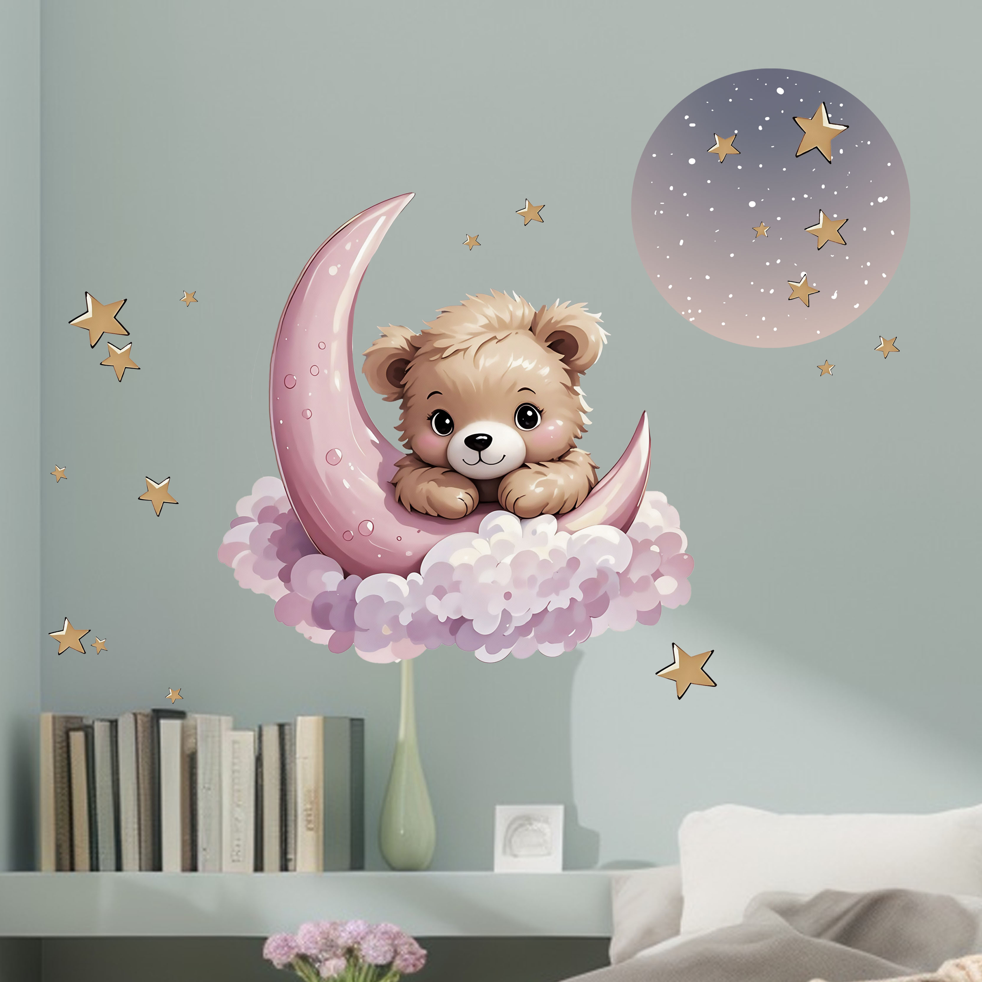 สติ๊กเกอร์ติดผนังลายหมีดาวพระจ - Home Decor Scrap บทวิจารณ์และราคา