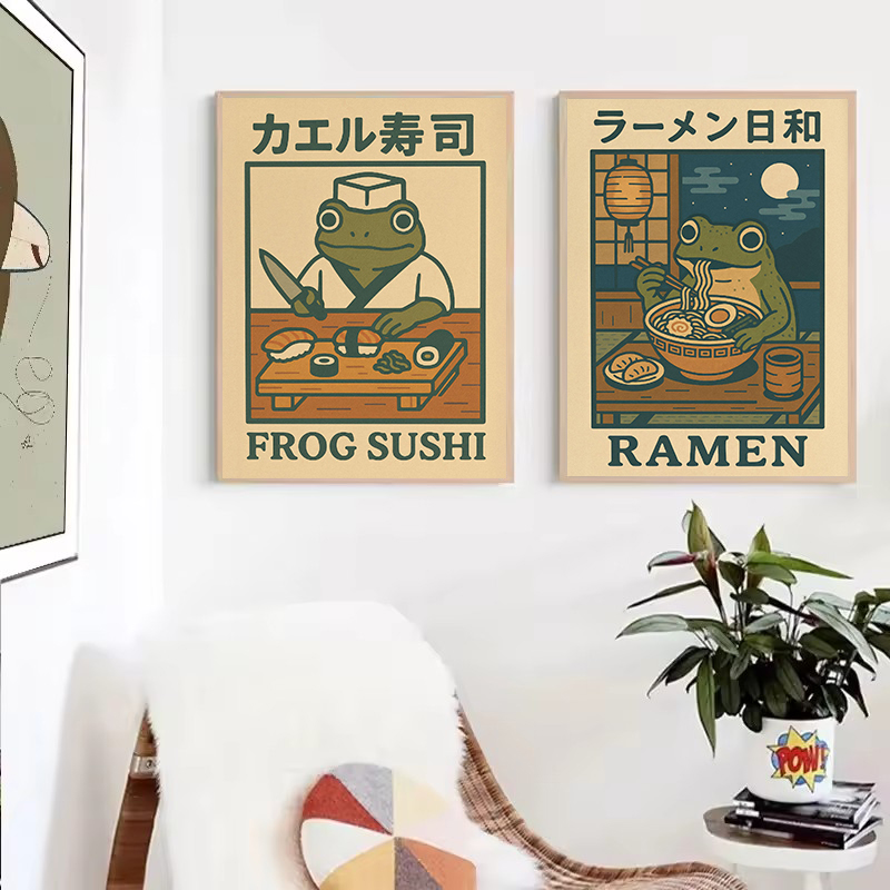 ภาพพิมพ์บนผ้าใบลายกบญี่ปุ่นย้อ - Home Decor Vietnam บทวิจารณ์และราคา