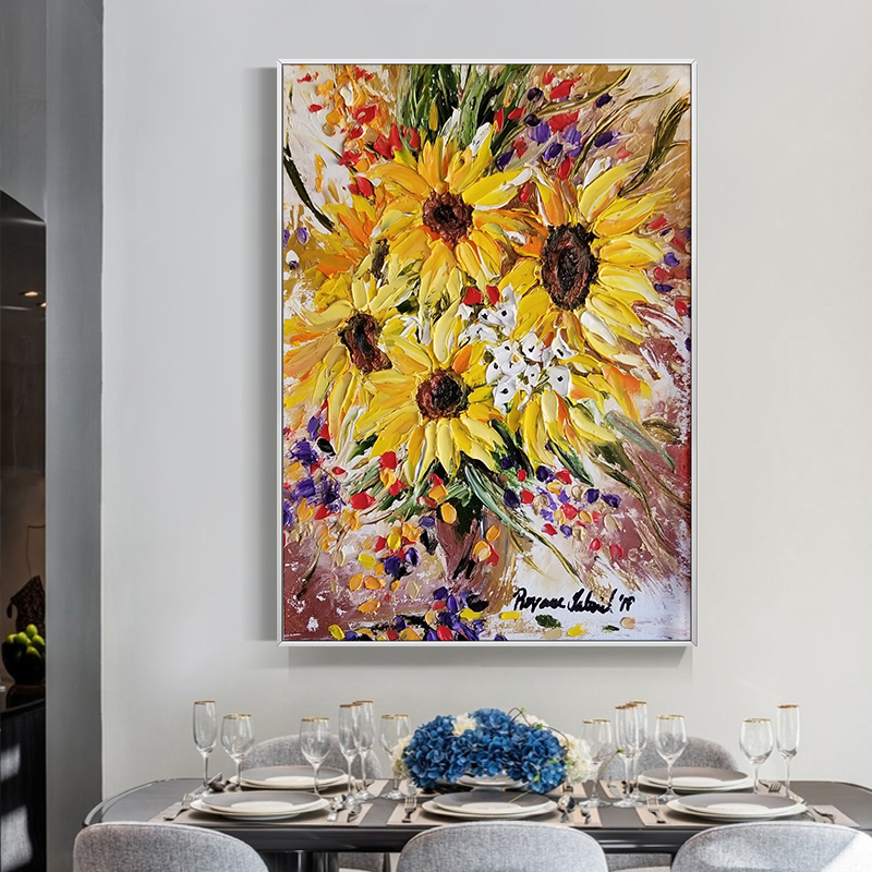 ภาพวาดสีน้ำมันดอกทานตะวันแบบ 3 - Home Decor Color Palettes บทวิจารณ์และราคา