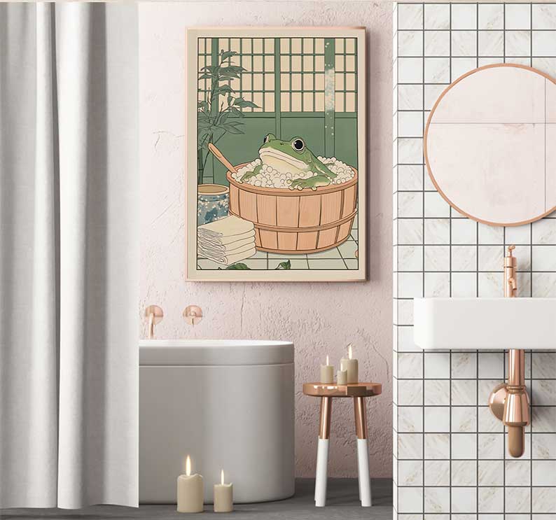 โปสเตอร์ภาพพิมพ์กบญี่ปุ่นในอ่า - Home Decor Vietnam บทวิจารณ์และราคา