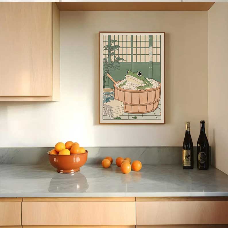 โปสเตอร์ภาพพิมพ์กบญี่ปุ่นในอ่า - Home Decor Vietnam บทวิจารณ์และราคา