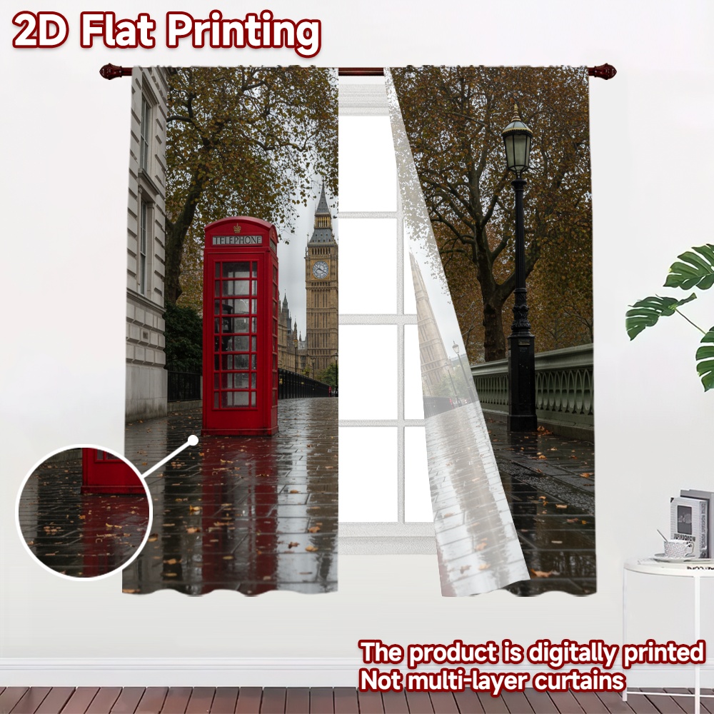 ม่านสั้น 2 ชิ้น ลายภาพ 2 มิติ  - Home Decor London บทวิจารณ์และราคา
