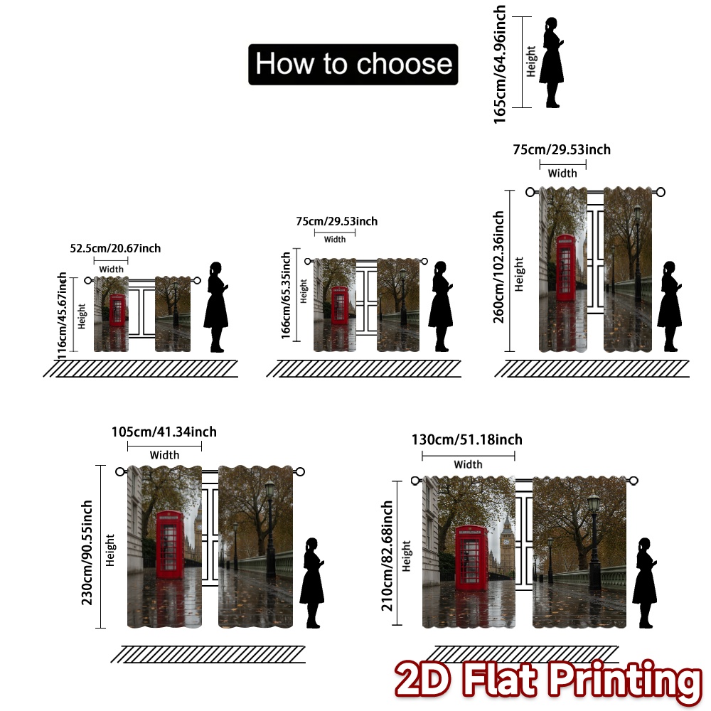 ม่านสั้น 2 ชิ้น ลายภาพ 2 มิติ  - Home Decor London บทวิจารณ์และราคา