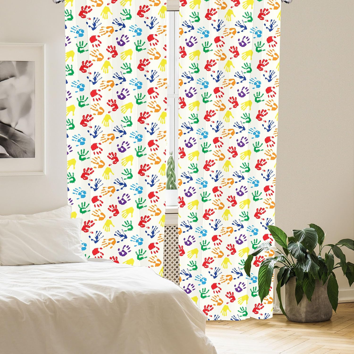 ผ้าม่านสีรุ้งลายพิมพ์มือหลากสี - Home Decor Color Palettes บทวิจารณ์และราคา