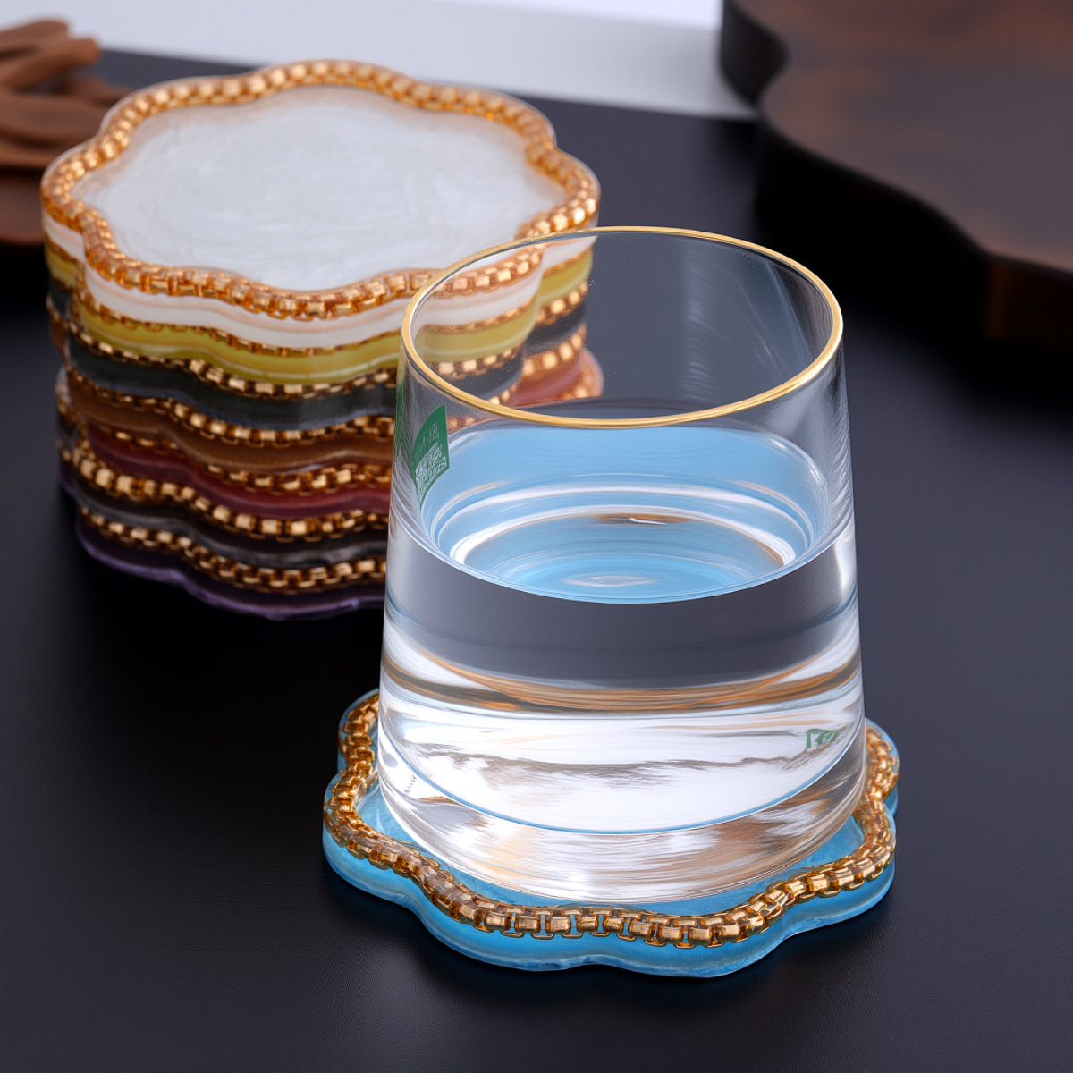 ชุดจานสีเรซิ่นอาเกตสีทอง – แผ่ - Home Decor Color Palettes บทวิจารณ์และราคา