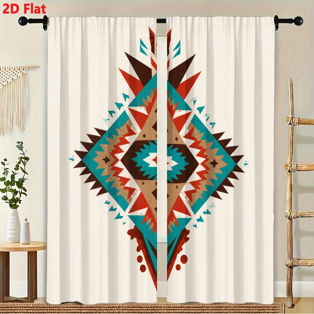 ผ้าม่าน 2 ชิ้น ลายเรขาคณิตแบบส - Home Decor Color Palettes บทวิจารณ์และราคา